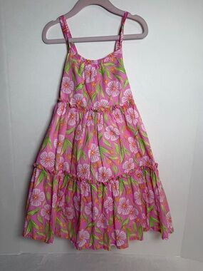 Cynthia Rowkey Pink Floral Tiered Sundress for Girls Size 7